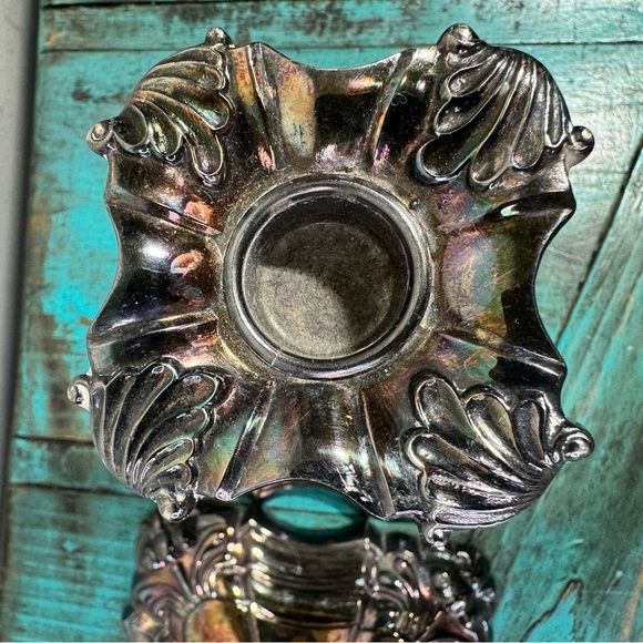 Coronet Plate E.P.Lead Ornate Gothic Victorian Silver Candle Stick Holders - Picture 14 of 15